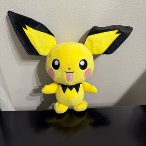 Yellow Pokemon Pichu Pikachu Plush Stuffed Toy 9”